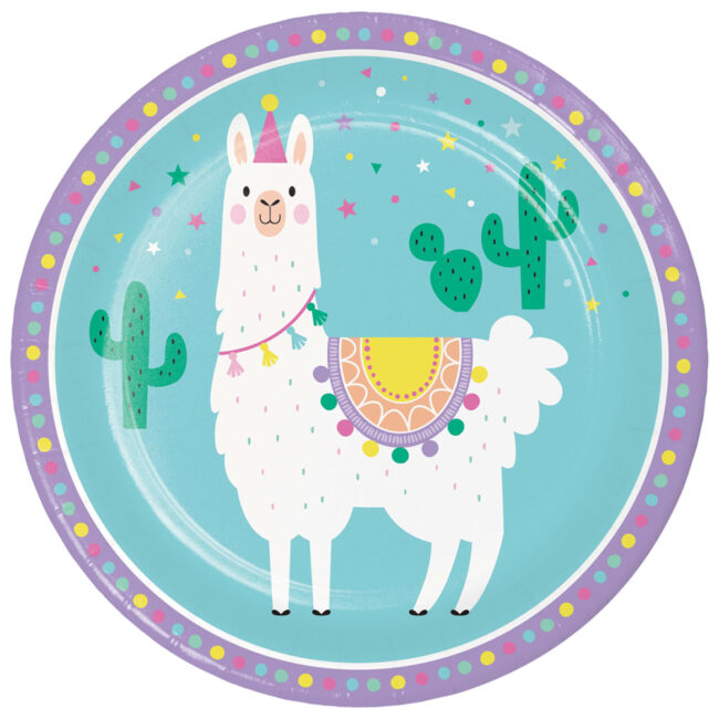 DINNER PLATES LLAMA PARTY 22CM 8PCS