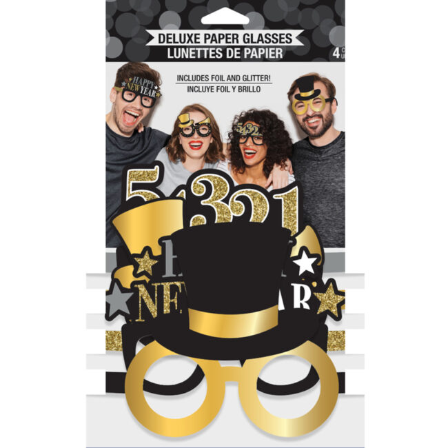 FUN GLASSES NEW YEAR DELUXE 4PCS - Image 3