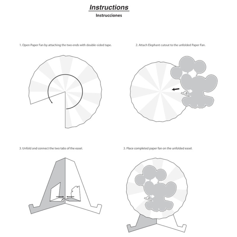 PAPER FAN CENTERPIECE ELEPHANT 41CM Pergamos