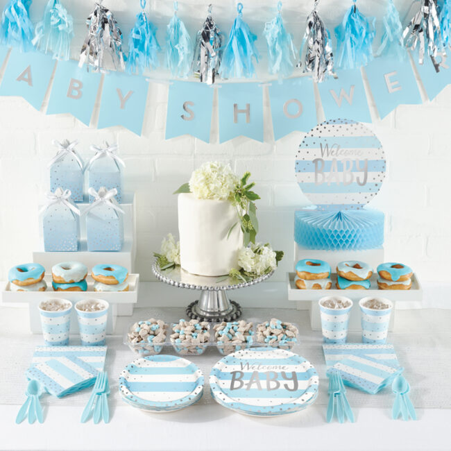 CENTERPIECE WITH FOIL BLUE/SILVER CELEBRATION 22.8X30.4CM - Image 4
