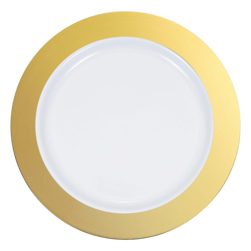 PLASTIC PLATES GOLD RIM 23CM 10PCS Pergamos