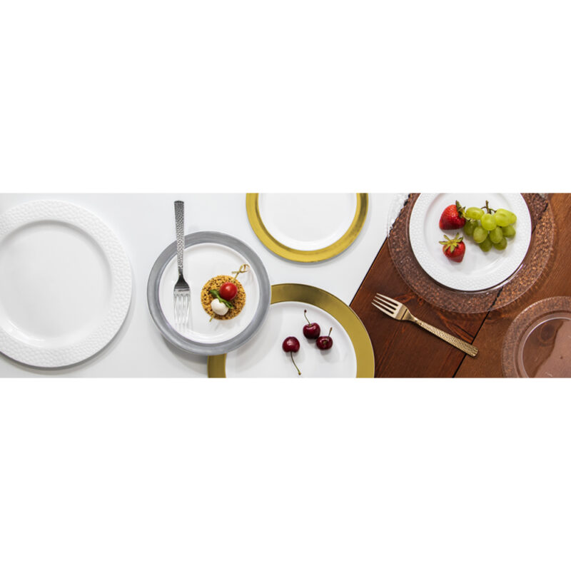 PLASTIC PLATES GOLD RIM 23CM 10PCS Pergamos