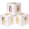 BABY BLOCKS CENTERPIECE PINK/MARBLE 15X15X15CM 3PCS