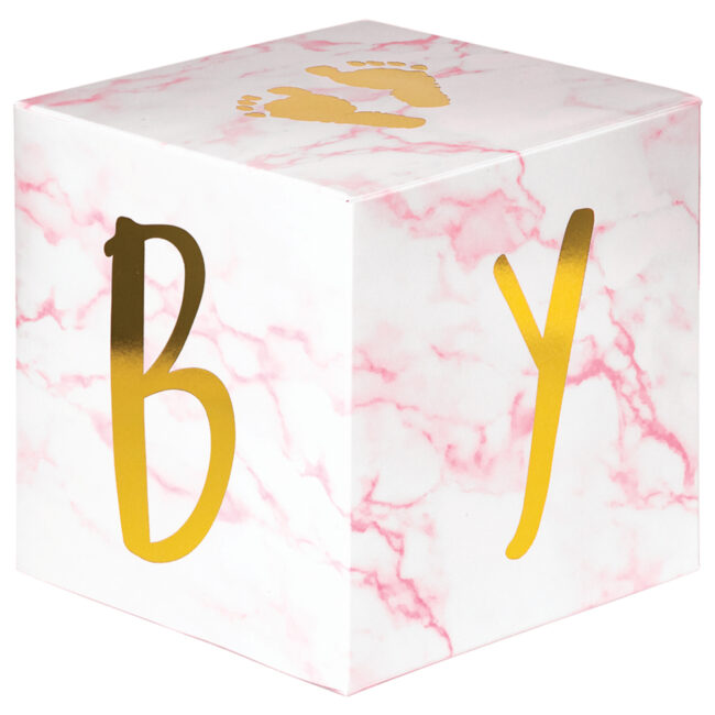 BABY BLOCKS CENTERPIECE PINK/MARBLE 15X15X15CM 3PCS - Image 4