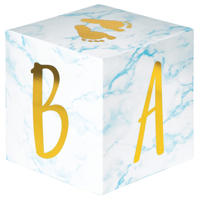 BABY BLOCKS CENTERPIECE BLUE/MARBLE 15X15X15CM 3PCS - Image 3