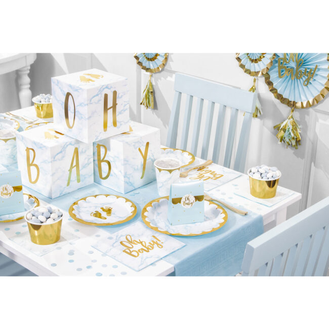 BABY BLOCKS CENTERPIECE BLUE/MARBLE 15X15X15CM 3PCS - Image 6