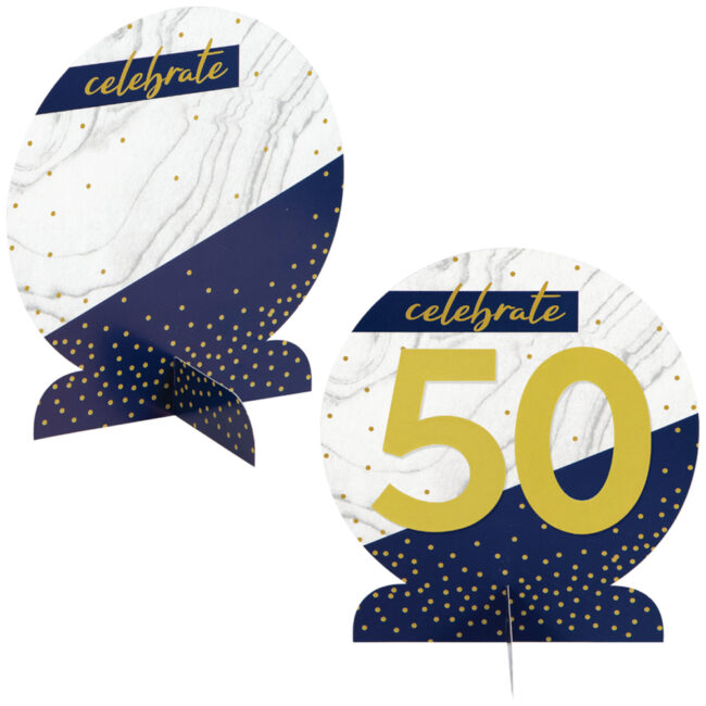 CENTERPIECE HAPPY BIRTHDAY WITH STICKERS NAVY/GOLD - Image 4