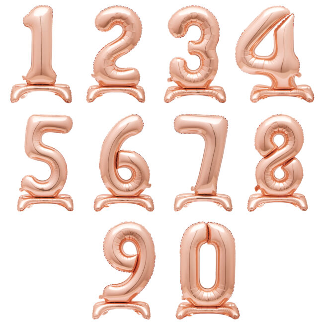 FOIL BALLOON STANDING AIR FILLED NUMBER ROSE GOLD 76.2CM
