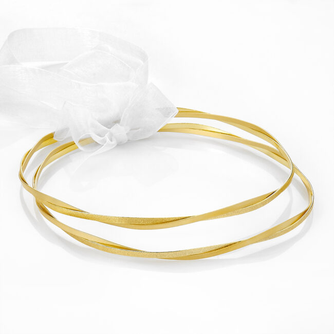 HANDMADE WEDDING CROWNS TWO RODS GOLD PLATED