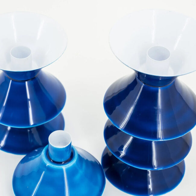 SET OF 3 CANDLEHOLDER YACK BLUE - Image 3