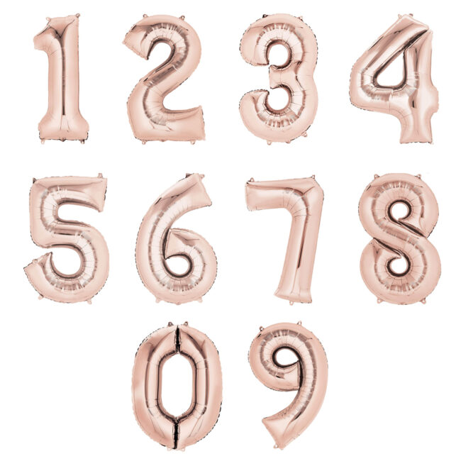 FOIL BALLOON NUMBERS ROSE GOLD 80CM