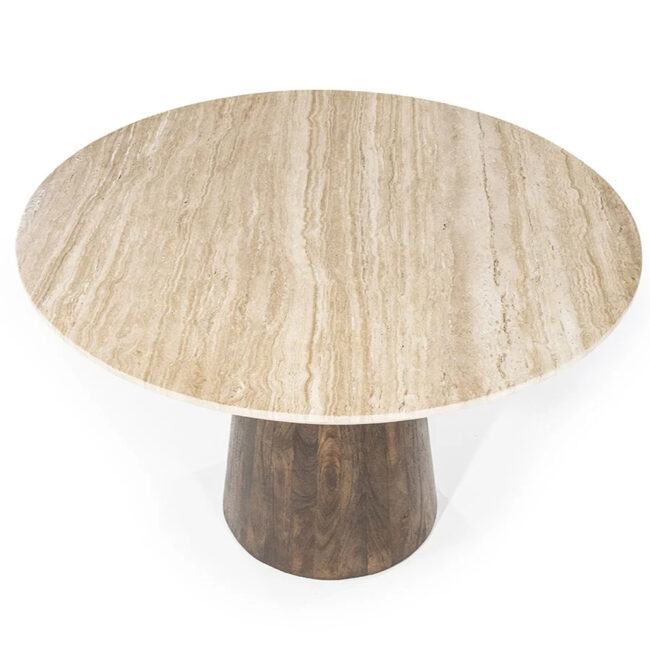 DINING TABLE AIKIN BEIGE & BROWN 130X130X76CM - Image 5