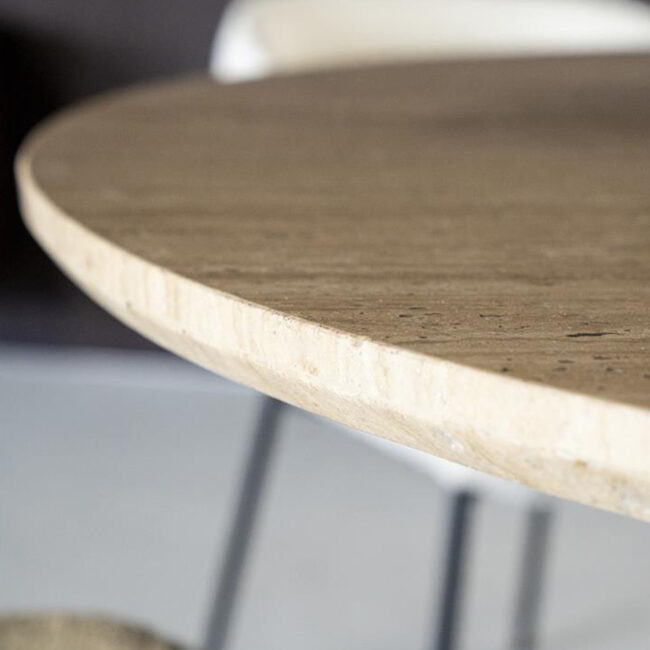 DINING TABLE AIKIN BEIGE & BROWN 130X130X76CM - Image 4