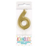 CANDLE NUMBER 6 GOLD 8CM