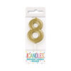 CANDLE NUMBER 8 GOLD 8CM