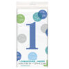 TABLECOVER 1ST BIRTHDAY BLUE DOTS 231X137CM - Image 2