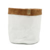 BAG WHITE WITH LEATHER EDGE 20CM