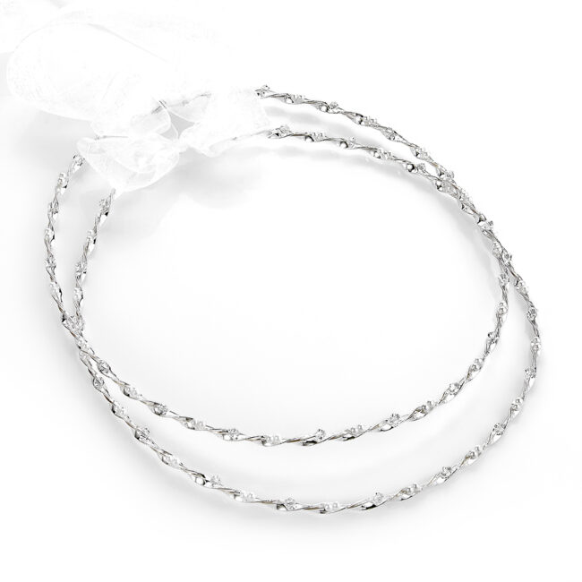 HANDMADE WEDDING CROWNS SPIRAL WITH PEARLS & SWAROVSKI STRASS