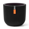 PLANTER BALL GROOVE BLACK 14X13CM