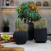PLANTER VASE CYLINDER GROOVE BLACK 15X17CM - Image 3