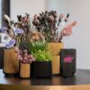 PLANTER VASE HIGH GROOVE BLACK & GOLD 17X27CM - Image 3