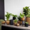 PLANTER VASE HIGH GROOVE BLACK & GOLD 17X27CM - Image 4