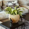 PLANTER VASE BALL GROOVE BLACK & GOLD 21X19CM - Image 2