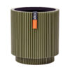 PLANTER VASE CYLINDER GROOVE GREEN 15X17CM