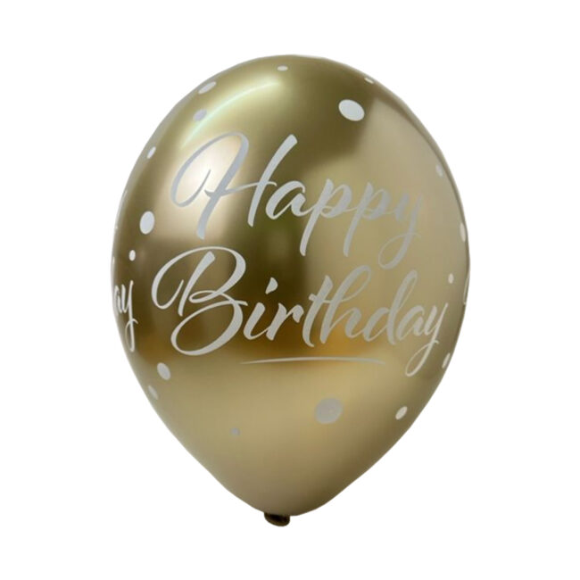 LATEX BALLOON HAPPY BIRTHDAY METALLIC GOLD 50PCS