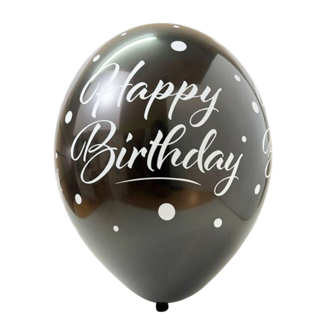 LATEX BALLOON HAPPY BIRTHDAY BLACK 28CM 50PCS