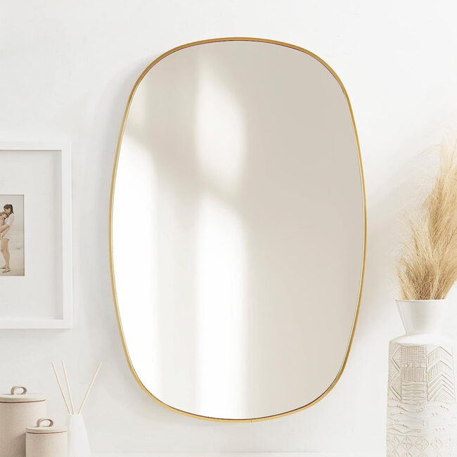 MIRROR SQUARED OVAL ALUMINIUM GOLD 50X75CM - Image 3