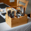BAMBOO CUTLERY WOODEN TRAY NATURAL 24X18X26CM - Image 2