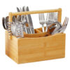 BAMBOO CUTLERY WOODEN TRAY NATURAL 24X18X26CM