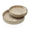 SET OF 2 ROUND WOODEN TRAYS 30 & 35CM