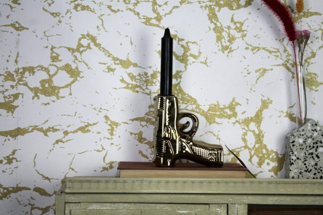 CANDLEHOLDER GUN GOLD 12X12CM - Image 5