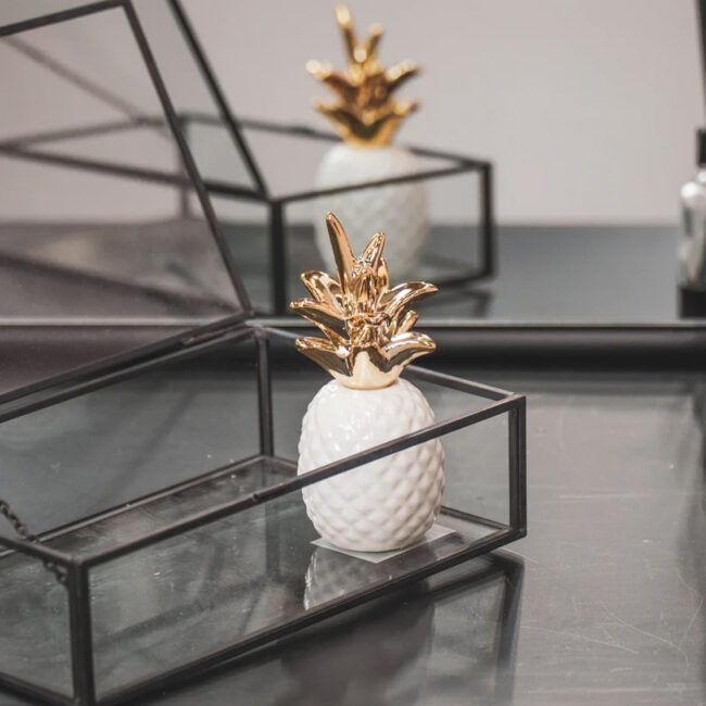 DECOR PINEAPPLE WHITE & GOLD 5X5X11CM - Image 4