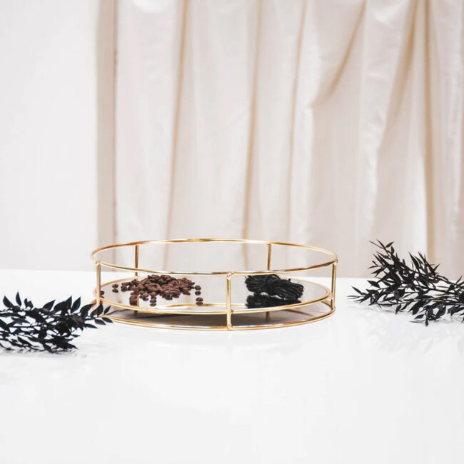 MIRROR TRAY ROUND GOLD 31X31X7CM - Image 3