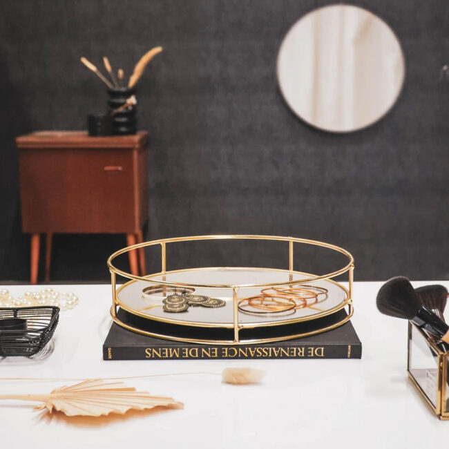 MIRROR TRAY ROUND GOLD 31X31X7CM - Image 4