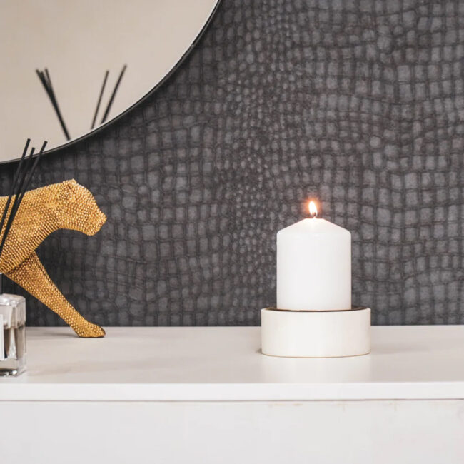 CANDLEHOLDER PILLAR MARBLE WHITE & GOLD 10X4CM - Image 4