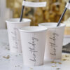 PAPER CUPS HAPPY BIRTHDAY NUDE & BLACK 266ML 8PCS - Image 3