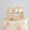 CANDLE HAPPY BIRTHDAY GOLD 12X6CM - Image 2