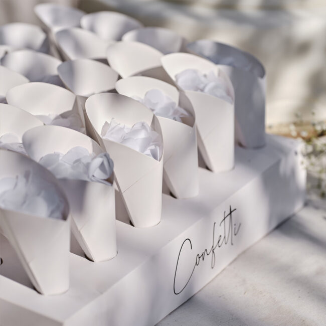 WEDDING CONFETTI TRAY WITH CONES & CONFETTI 32X23X5.5CM 24PCS - Image 3