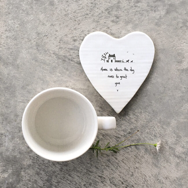 HEART COASTER "HOME DOG GREETS YOU" 10X11X0.5CM - Image 3