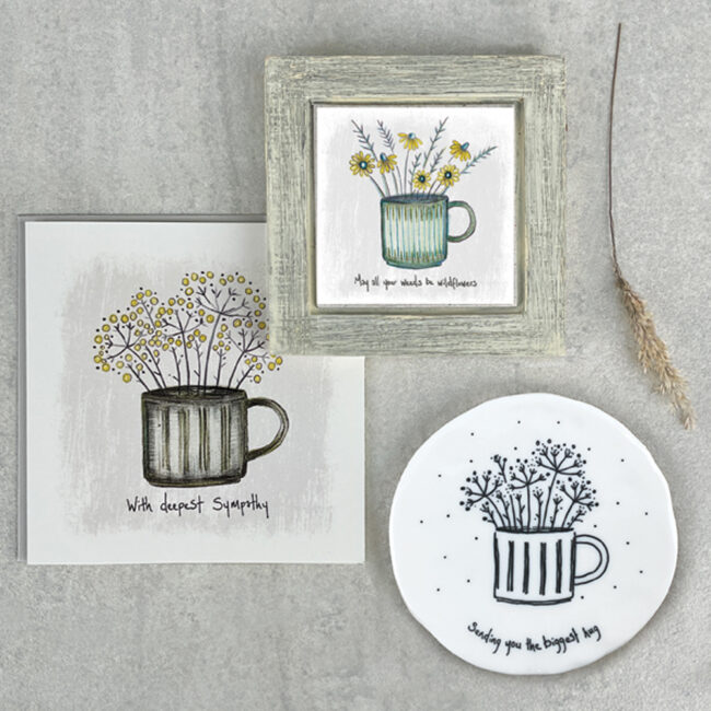 FLOWERS IN MUG COASTER "SENDING YOU THE BIGGEST HUG" 9.8X9.7X0.8CM - Image 3