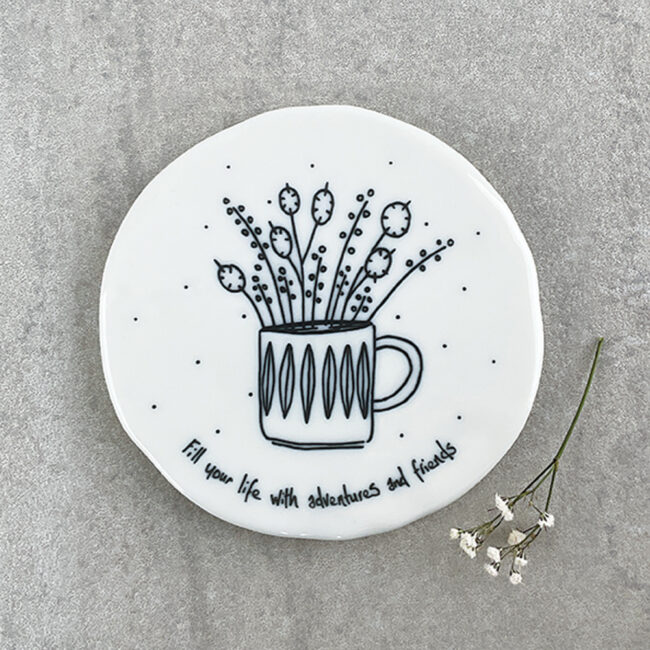 FLOWERS IN MUG COASTER "FILL YOUR LIFE WITH ADVENTURES" 9.8X9.7X0.8CM - Image 3