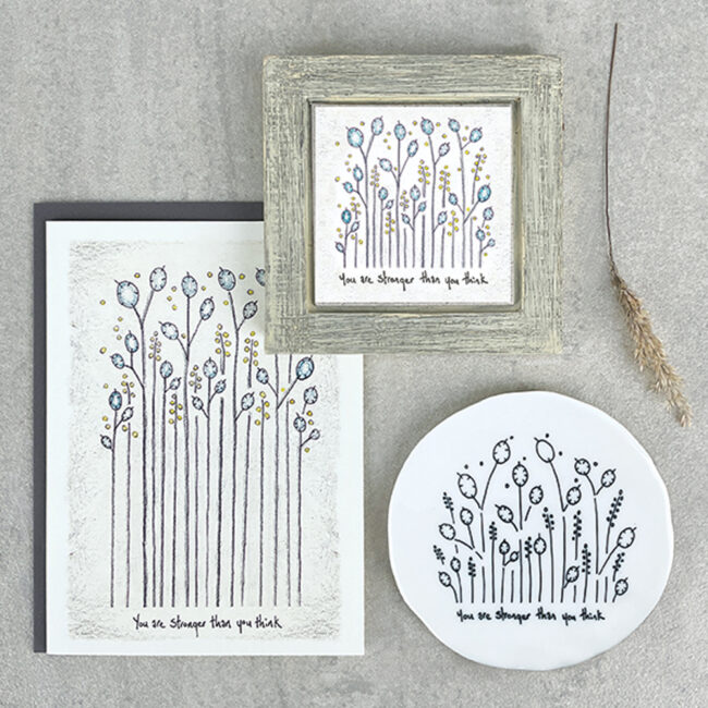TALL FLOWERS COASTER "YOU ARE STRONGER" 9.8X9.7X0.8CM - Image 3