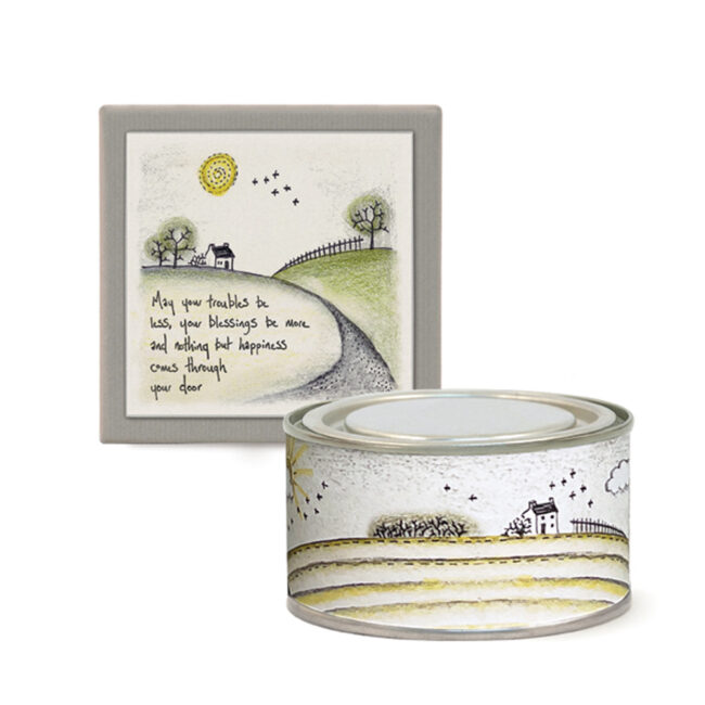 BOXED CANDLE "MAY YOUR TROUBLES BE LESS" 8X8X5CM - Image 4