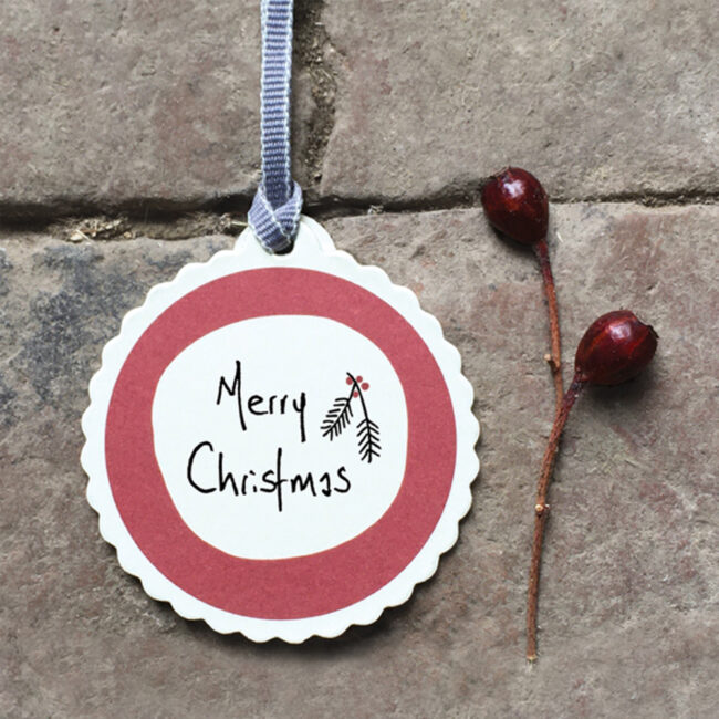 TAG ROUND MERRY CHRISTMAS 5.6X5.1X0.02CM