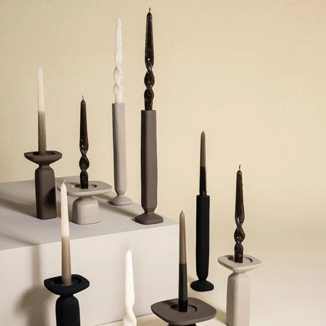 CANDLE SWIRLY BROWN 2.1X2.1X25CM 4PCS - Image 3