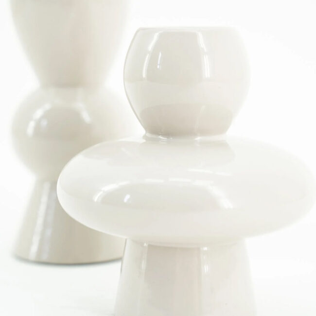 SET OF 2 CANDLEHOLDERS BAROLO BEIGE 8X8X20CM & 8.5X8.5X9CM - Image 3